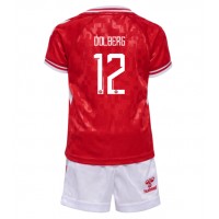 Echipament fotbal Danemarca Kasper Dolberg #12 Tricou Acasa European 2024 pentru copii maneca scurta (+ Pantaloni scurti)